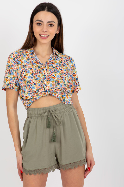 Khaki plovoucí ležérní šortky s...