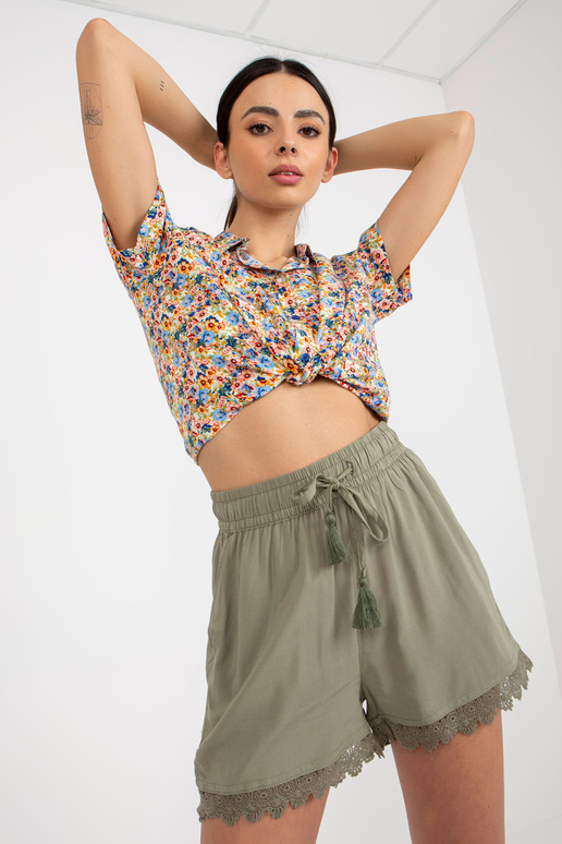 Khaki plovoucí ležérní šortky s...