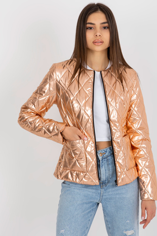 Zlatá přechodná prošívaná bunda s...