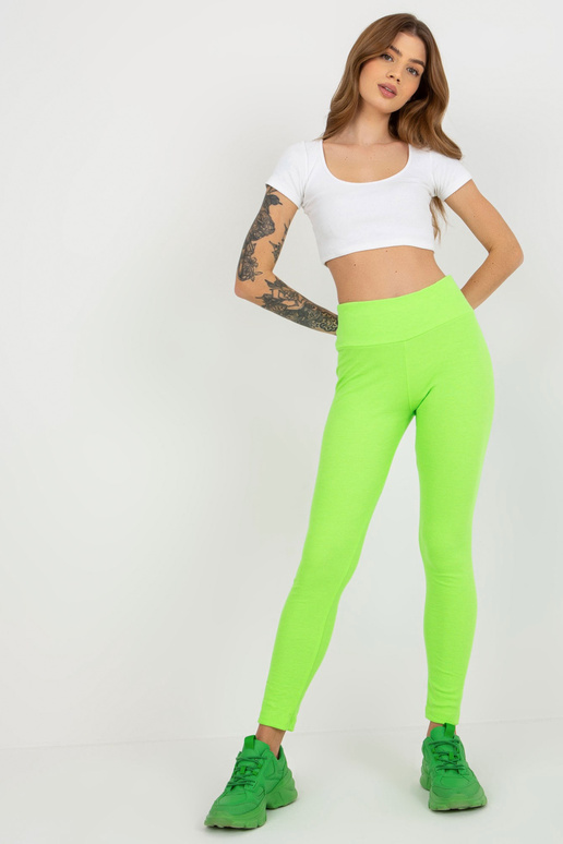 Fluo zelené žebrované legíny basic s...