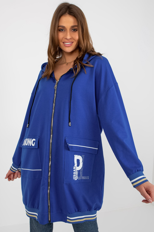 Tmavě béžová dlouhá mikina s mikinou...