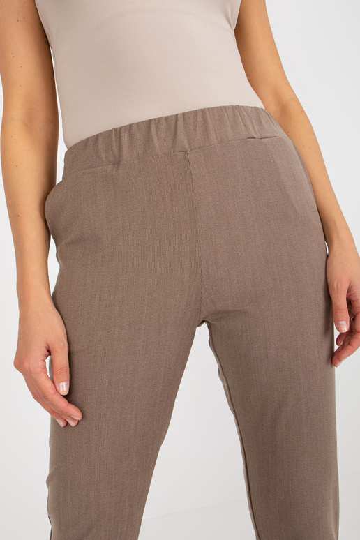 Hnědé látkové cigaretové kalhoty s...