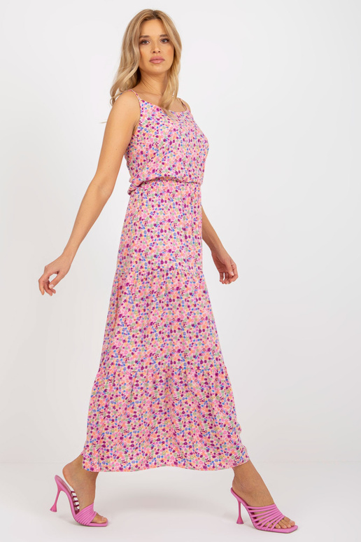 Růžové maxi květované šaty s...