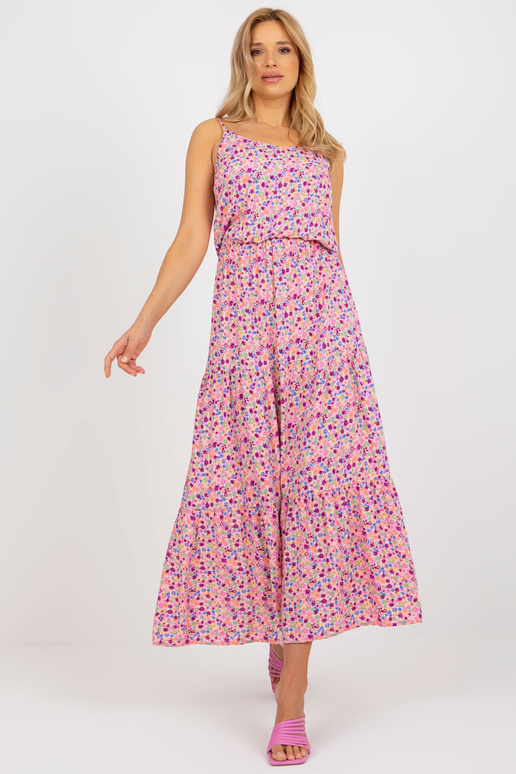 Růžové maxi květované šaty s...
