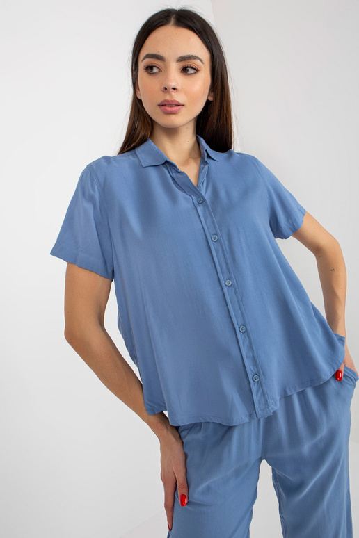 Modrá kardiganová košilová halenka s...