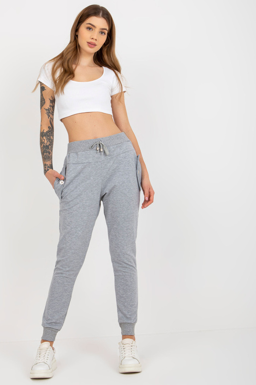 Šedé dámské tepláky s vysokým pasem Šedé dámské tepláky s vysokým pasem