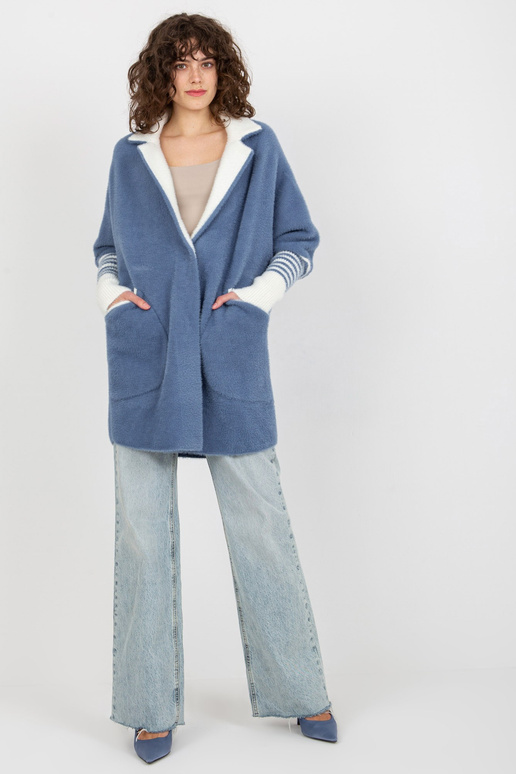 Tmavě modrý dámský kabát z alpaky s... Tmavě modrý dámský kabát z alpaky s...