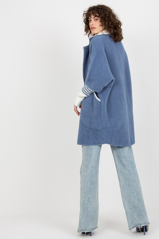 Tmavě modrý dámský kabát z alpaky s... Tmavě modrý dámský kabát z alpaky s...