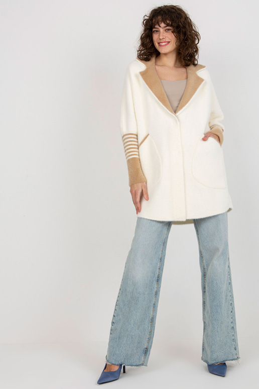 Ecru dámský kabát z alpaky s vlnou Ecru dámský kabát z alpaky s vlnou