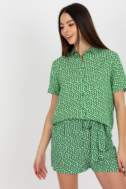 Zelená triková halenka s krátkým...