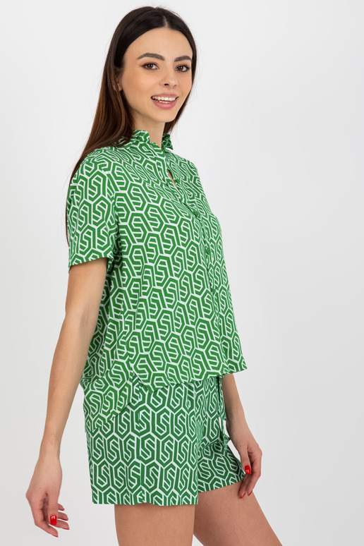 Zelená triková halenka s krátkým...