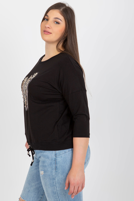 Černá nadměrná halenka s potiskem a...