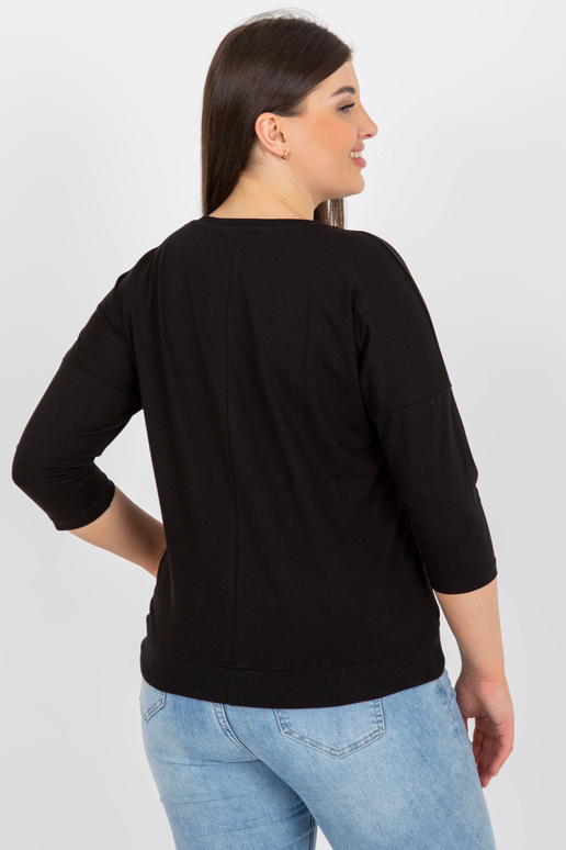 Černá nadměrná halenka s potiskem a...