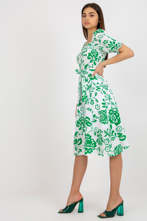 Bílé a zelené midi šaty s potiskem a...
