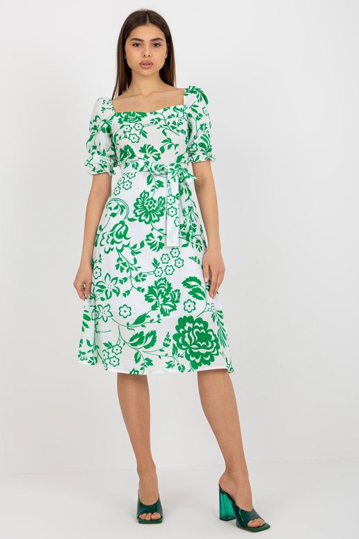 Bílé a zelené midi šaty s potiskem a...