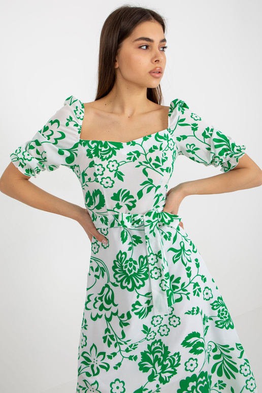 Bílé a zelené midi šaty s potiskem a...