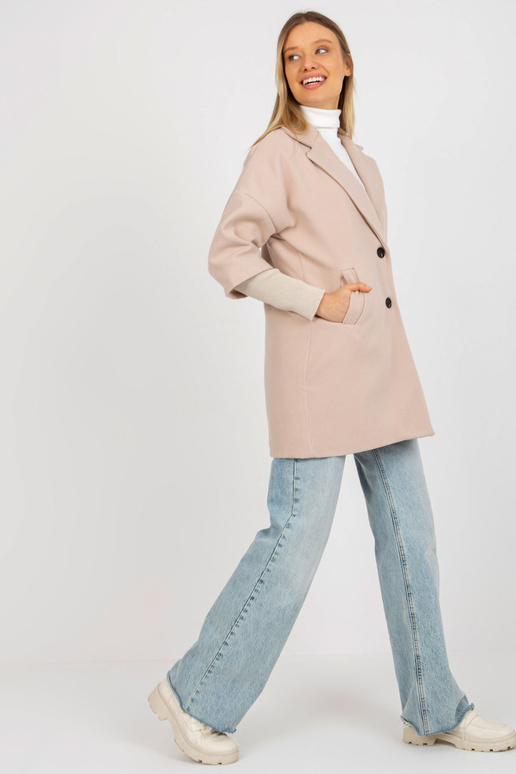 Béžový kabát s lemy na rukávech OCH...