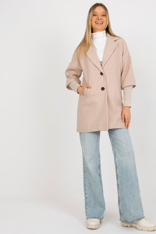 Béžový kabát s lemy na rukávech OCH...