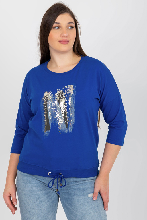 Tmavě modrá halenka plus size s...