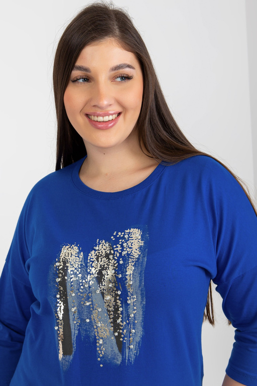 Tmavě modrá halenka plus size s...