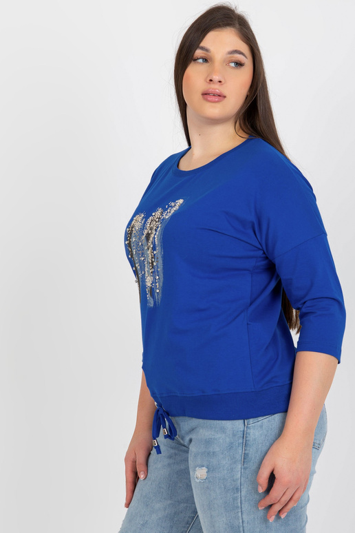 Tmavě modrá halenka plus size s...