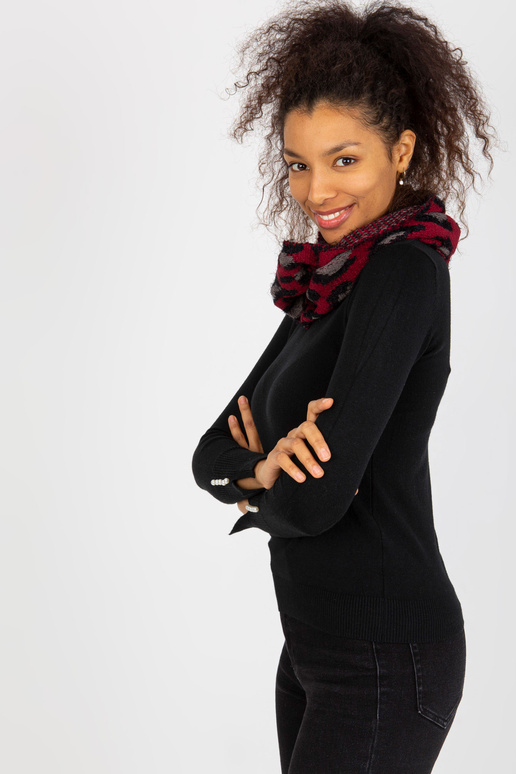 Červený a černý dámský zimní komínový...