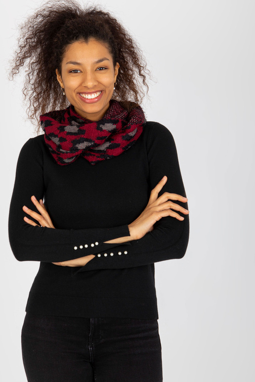 Červený a černý dámský zimní komínový...