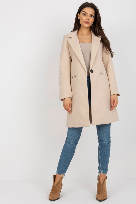 Béžový elegantní dámský kabát s...