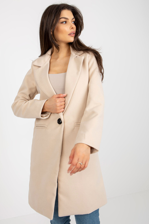 Béžový elegantní dámský kabát s...
