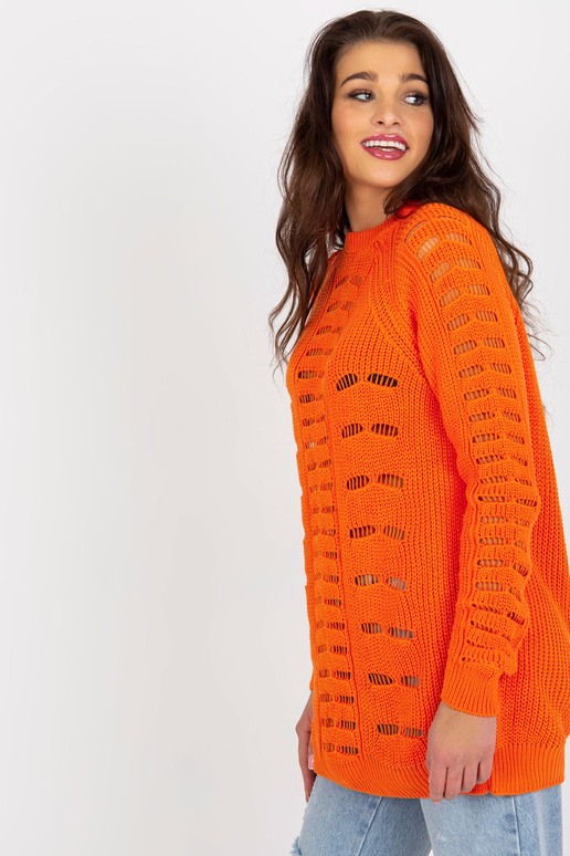 Oranžový dámský oversize svetr s...