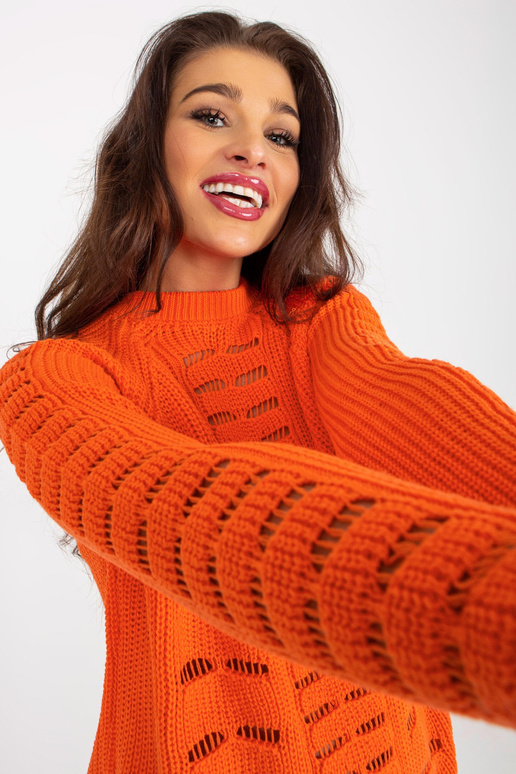 Oranžový dámský oversize svetr s...