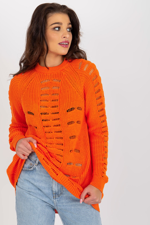 Oranžový dámský oversize svetr s...