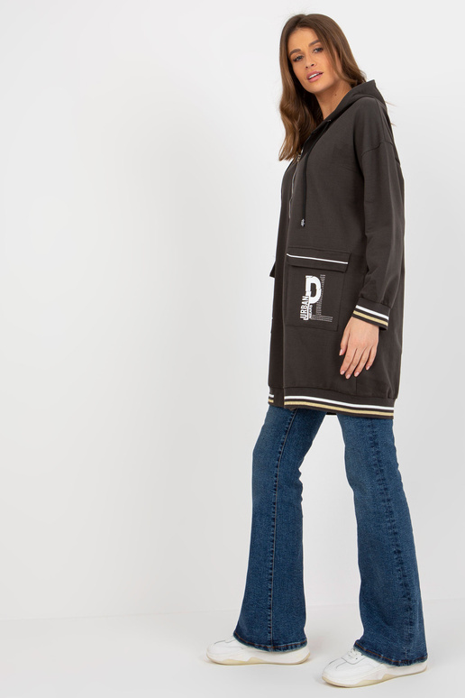 Khaki dlouhá mikina cardigan s nápisy...