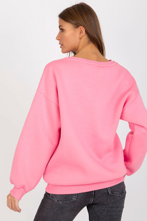Růžová vycpaná mikina bez kapuce s...