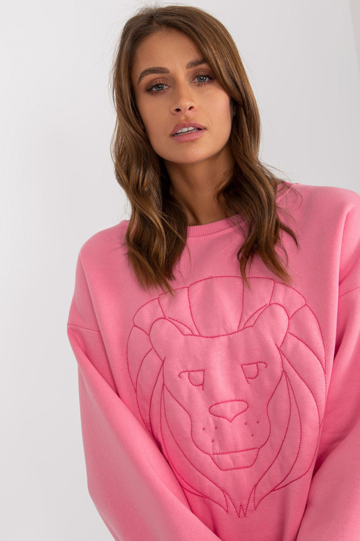 Růžová vycpaná mikina bez kapuce s...