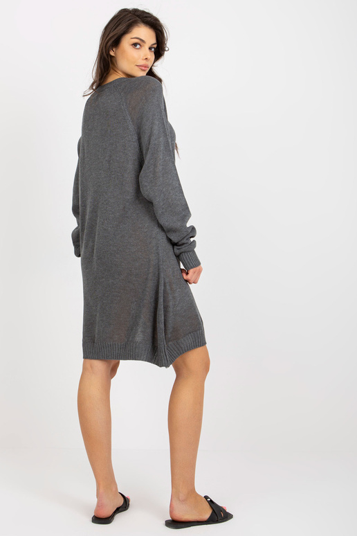 Tmavě šedé dámské oversized pletené šaty Tmavě šedé dámské oversized pletené šaty