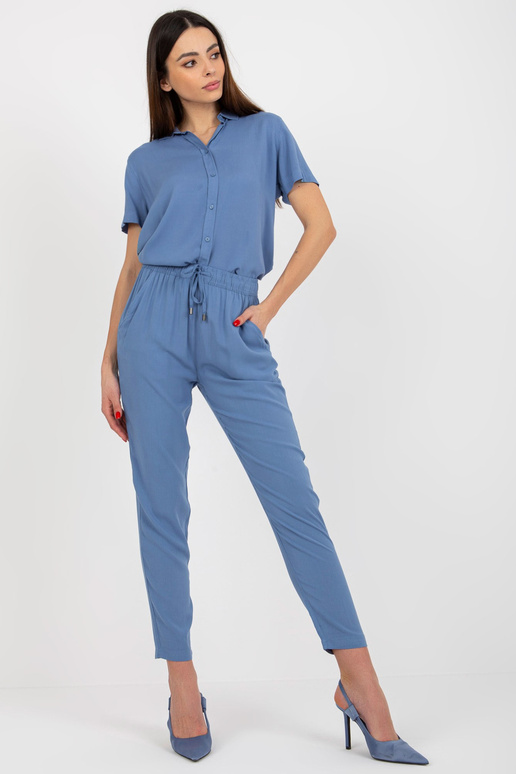 Modré letní kalhoty vyrobené z látky...