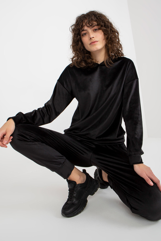 Černý dámský velurový set s mikinou a...