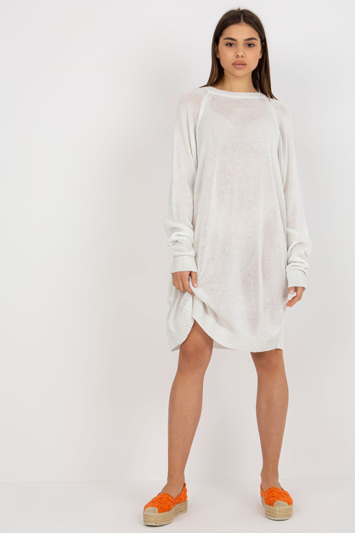 Bílé oversize pletené šaty s dlouhým...