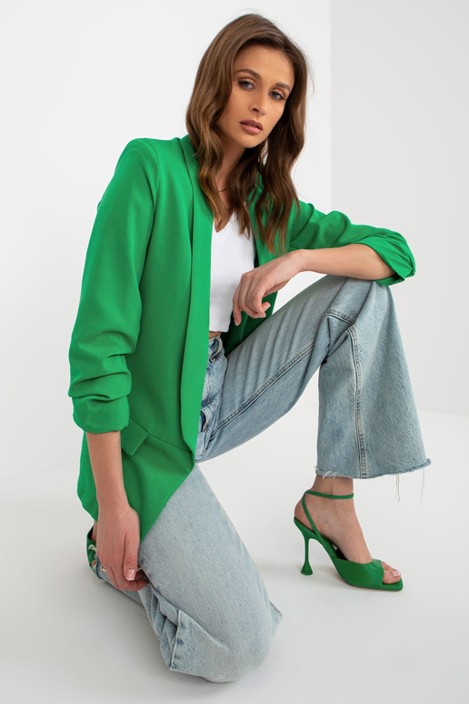 Zelená dámská bunda s volánkovým...