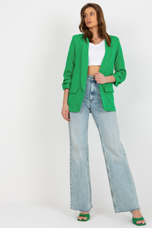 Zelená dámská bunda s volánkovým...