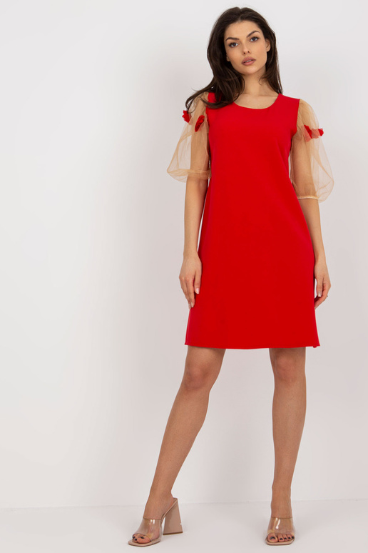 Červené velbloudí koktejlové šaty s...