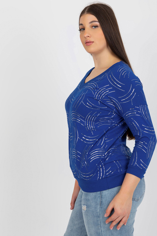 Tmavě modrá halenka plus size s...