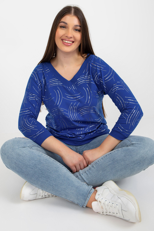 Tmavě modrá halenka plus size s...