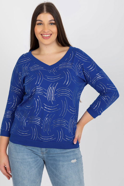 Tmavě modrá halenka plus size s...