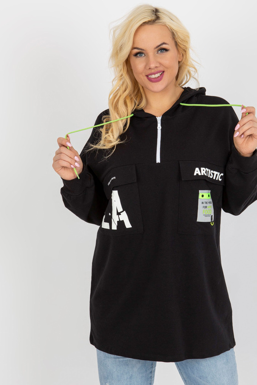 Černá delší mikina plus size se...