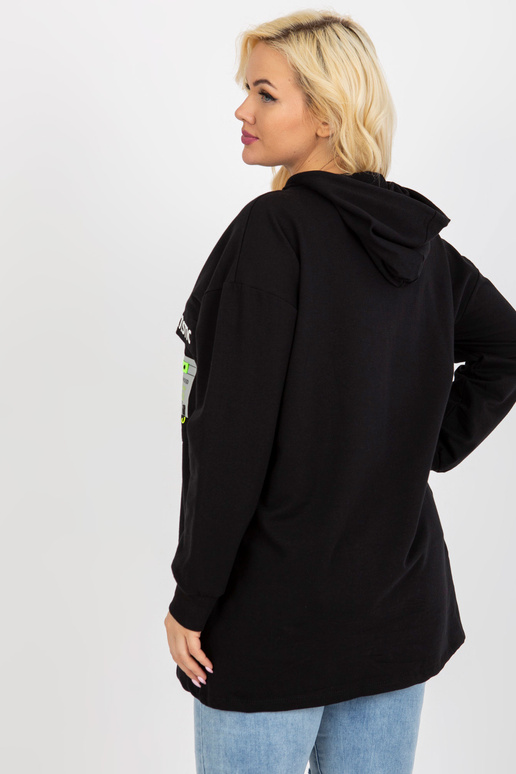 Černá delší mikina plus size se...