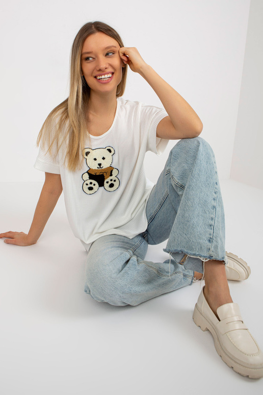 Ecru žebrovaná oversize halenka s...