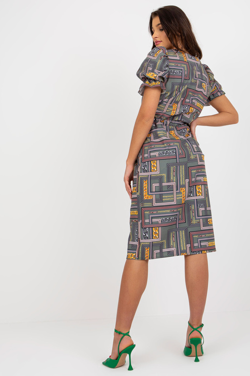 Khaki midi šaty s potiskem a...