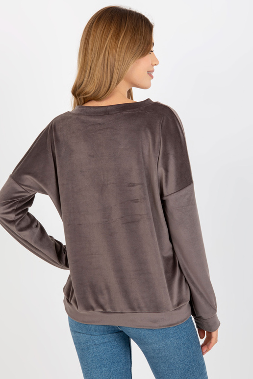 Tmavě šedá velurová mikina bez kapuce...